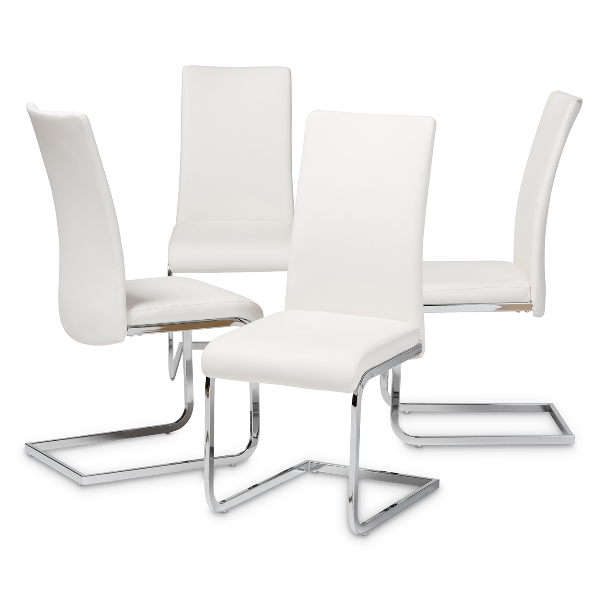 White pu leather online dining chairs